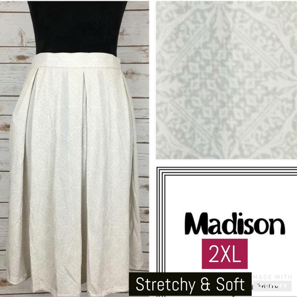 NEW•Rare White & Gray Slinky Madison Skirt•2X